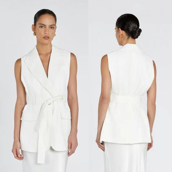 DISSH Sloan White‎ Sleeveless Linen Blend Vest US 4 AU 8 NWT - Picture 1 of 10